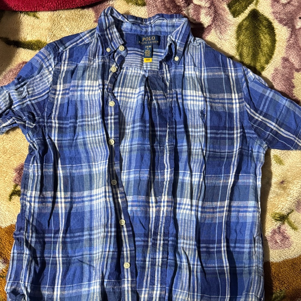 Polo by Ralph Lauren Men's Blue Checkered Shirt